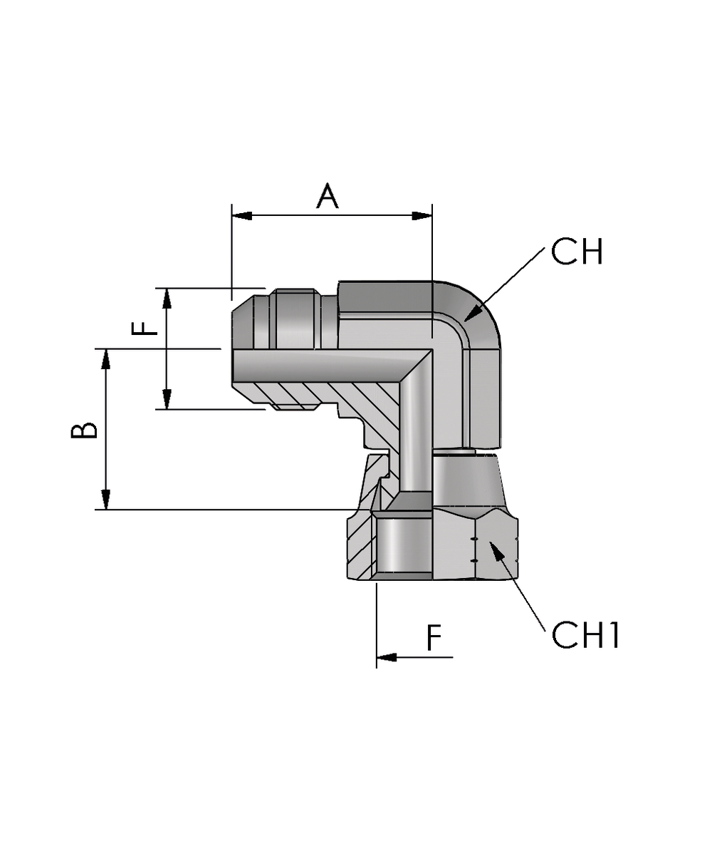 Adaptateur coud JIC FB Hydraulik, crou de raccordement 90 JIC-AG X JIC-, cne 37, forg, compact, XXST203-0000