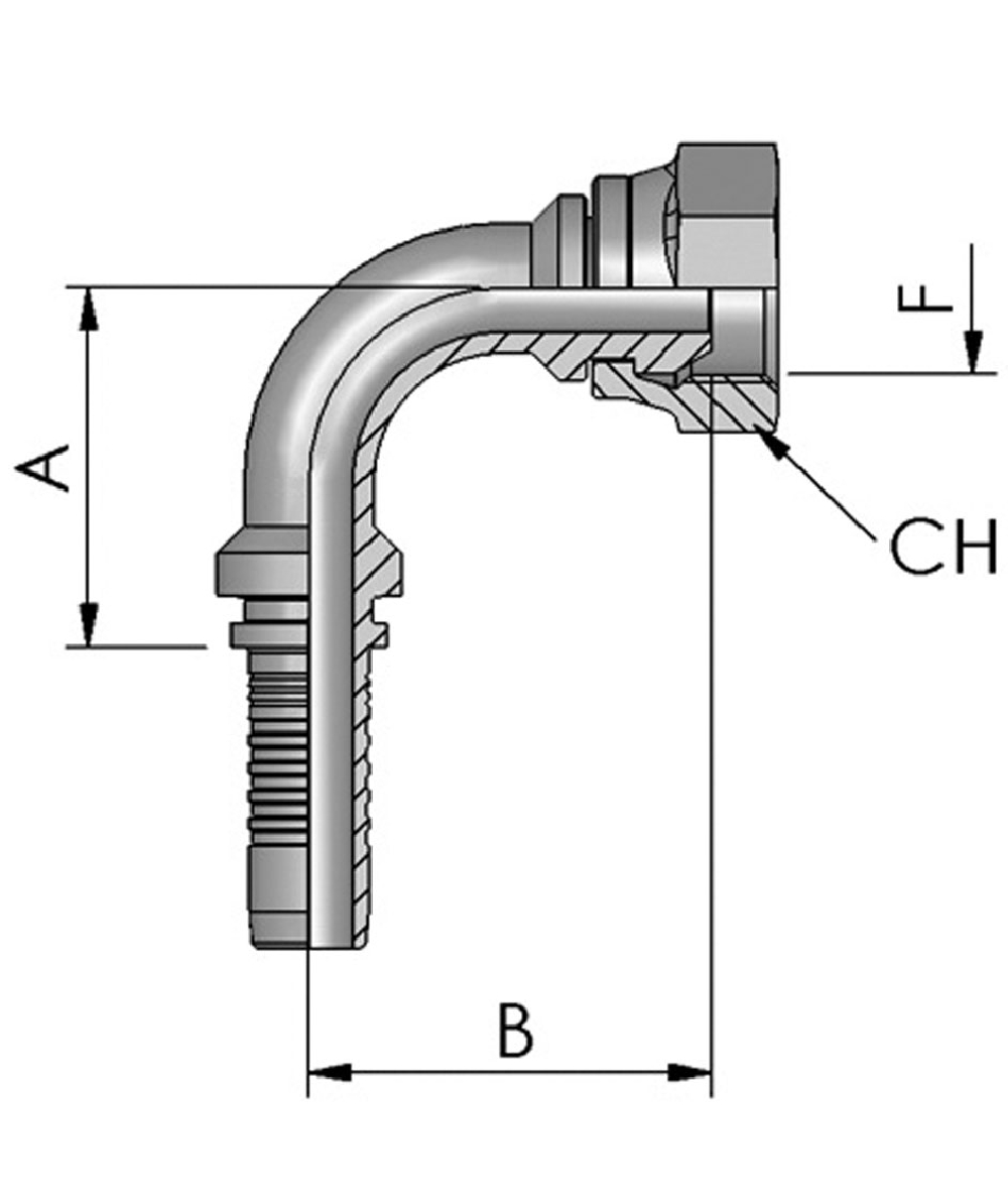 Raccord  bague BSP FB Hydraulic, DKR 90- crou de raccordement BSP 90, cne 60, XXST4091-0000