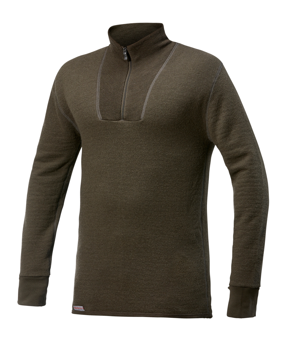 T-shirt  col roul Woolpower Zip Turtleneck 200 / T-shirt en mrinos  manches longues pine green, vert, XXWP7222GR